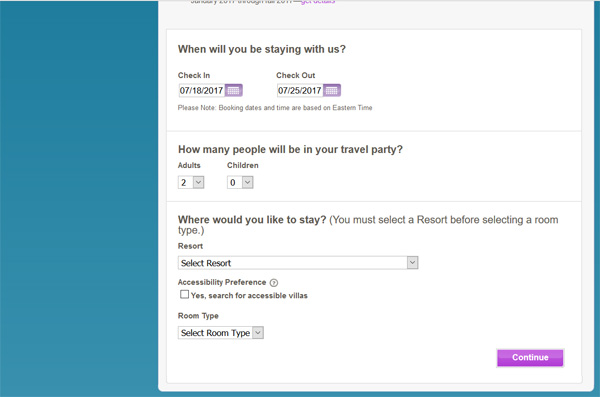 DVC Online Booking Tool