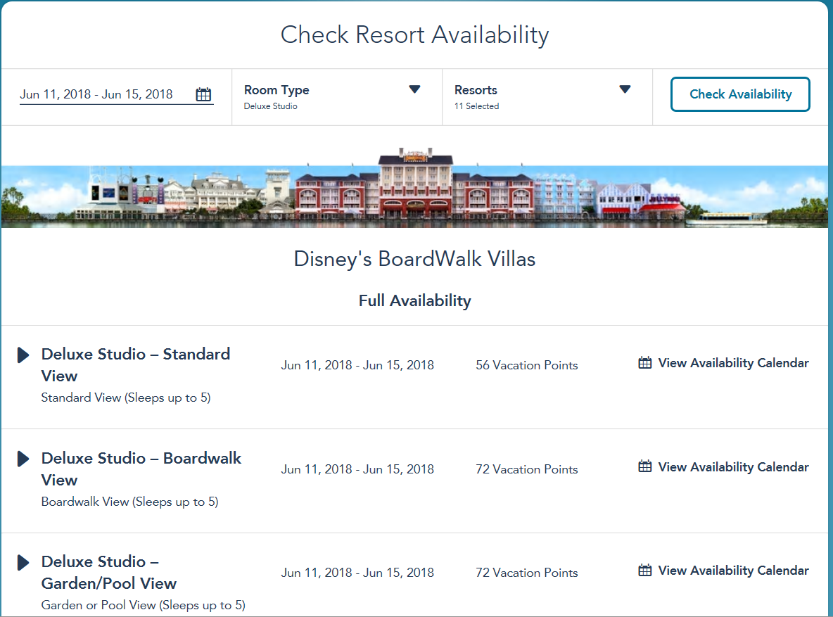 DVC Resort Availability Tool