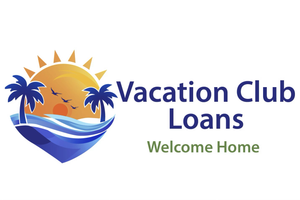 Vacation Club Loans logo with a sun, palm trees, and ocean waves, plus the slogan 'Welcome Home'.